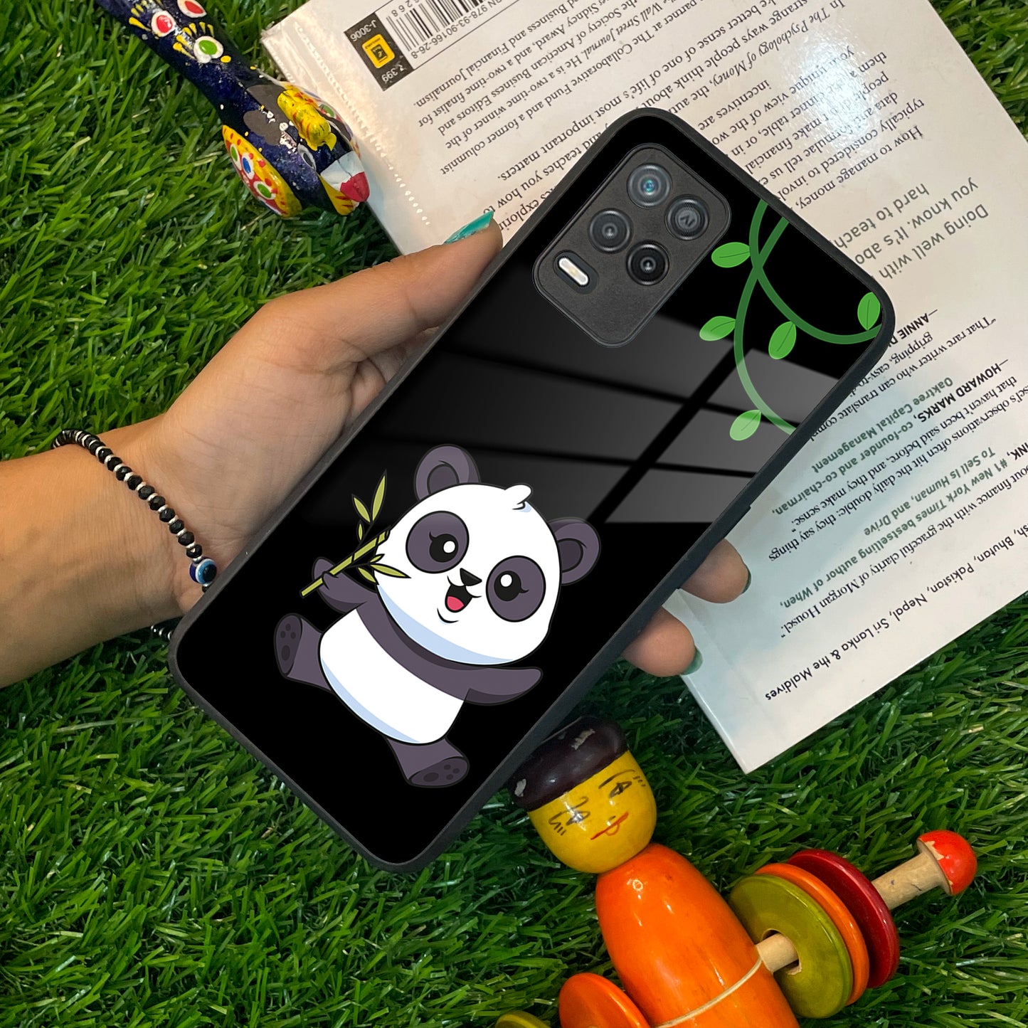 Black Panda Glass Phone Case For Realme/Narzo