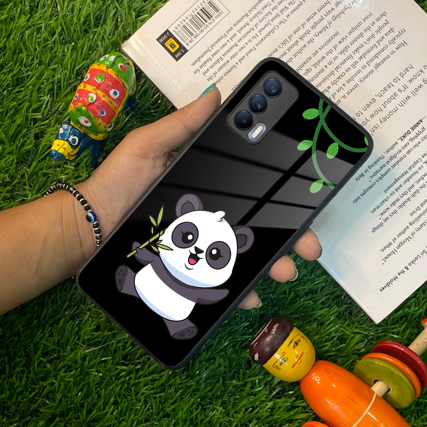 Black Panda Glass Phone Case For Realme/Narzo