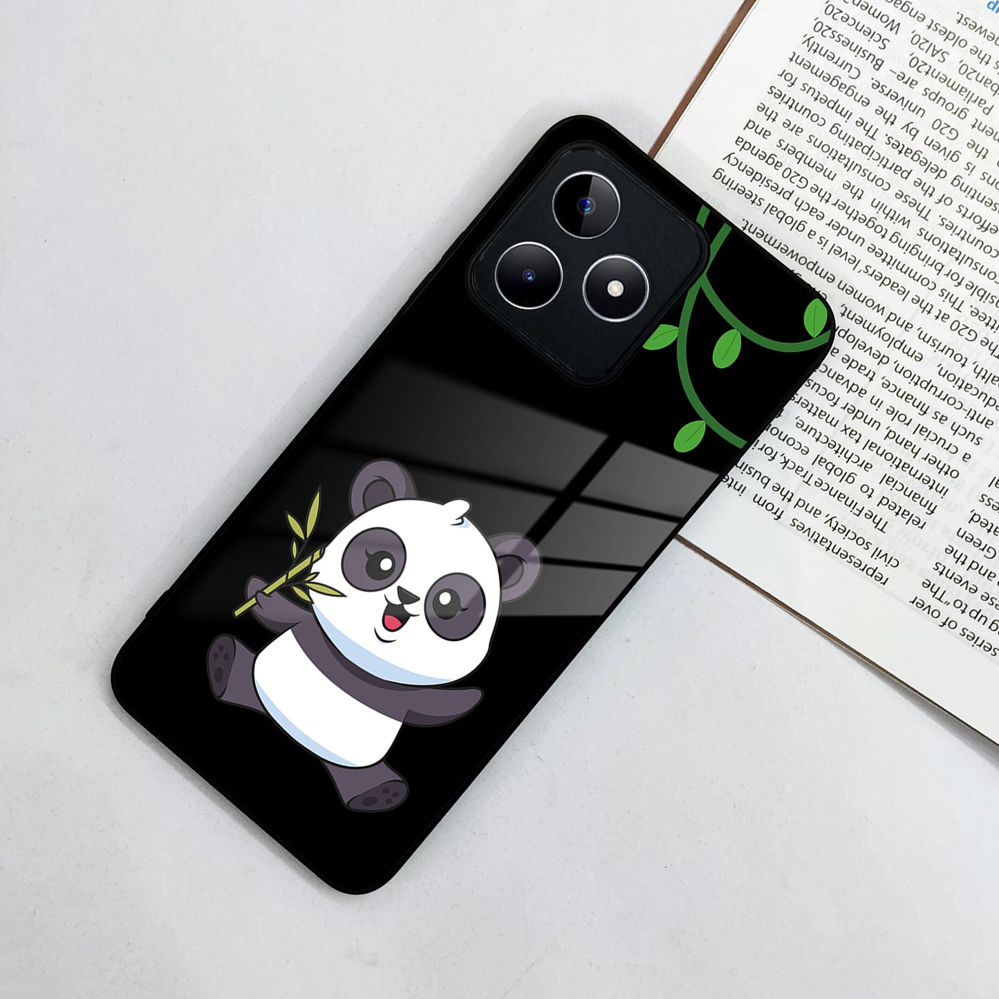 Black Panda Glass Phone Case For Realme/Narzo