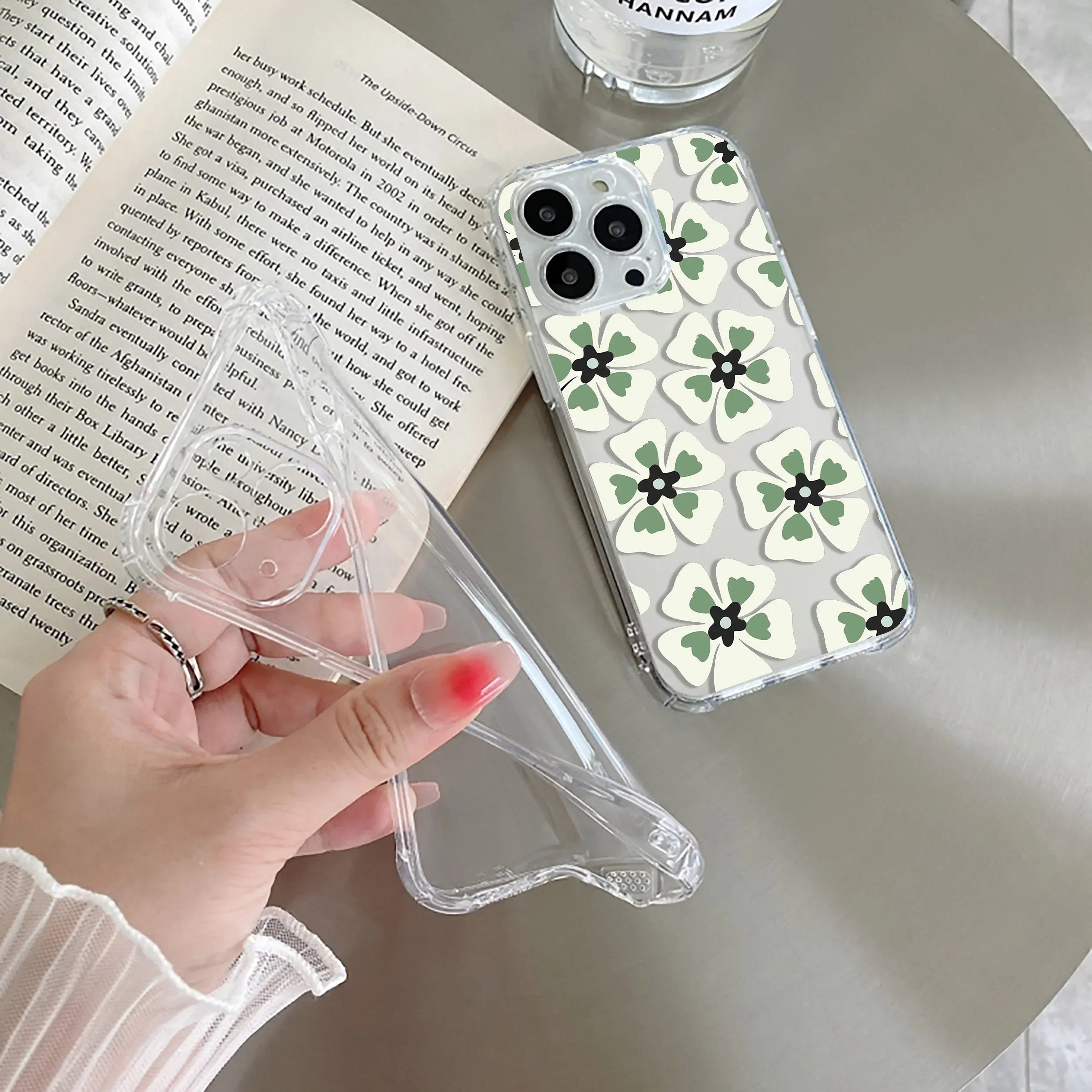 Black and Green Flower Transparent silicon case For iQOO Neo 7 Pro 5G