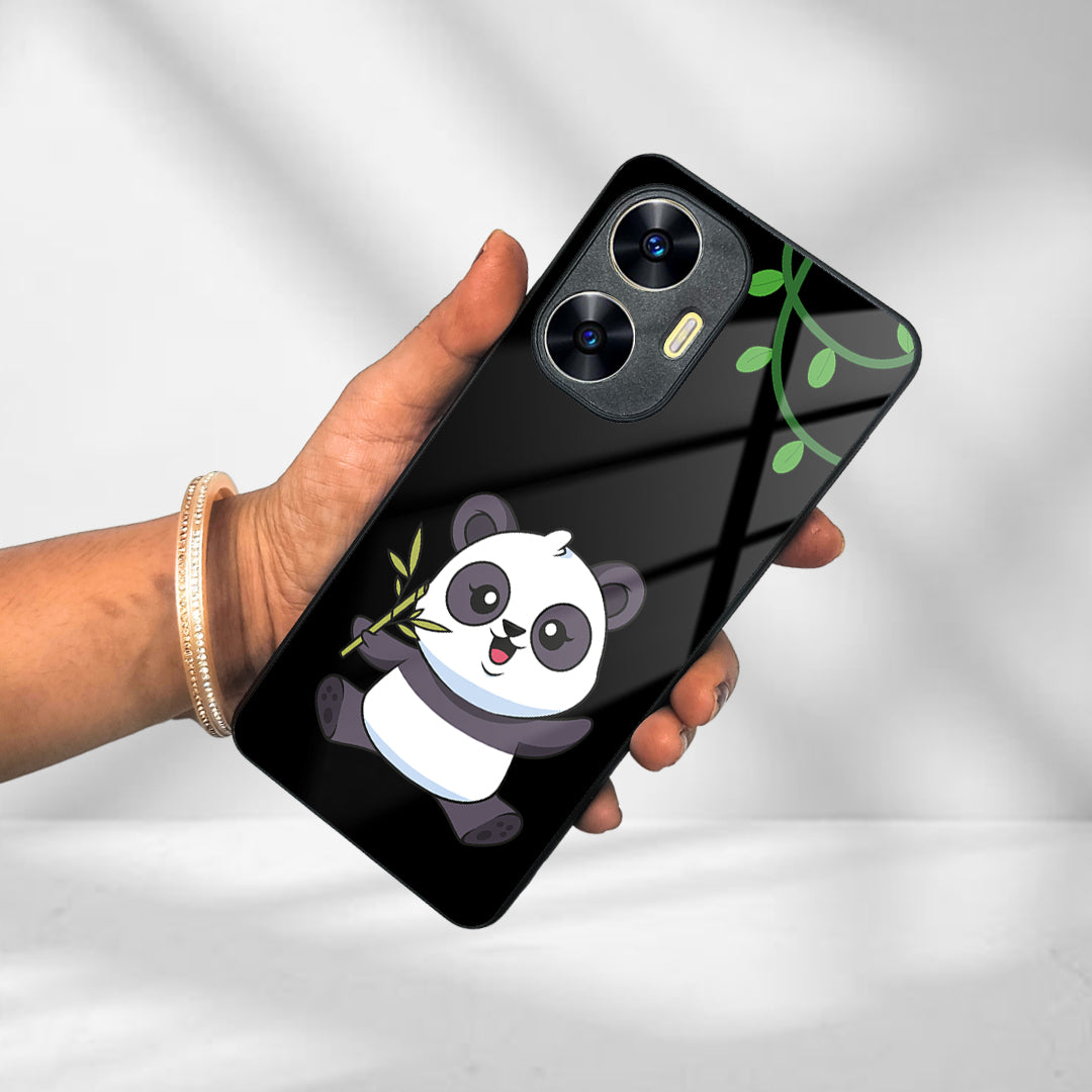 Black Panda Glass Phone Case For Realme/Narzo