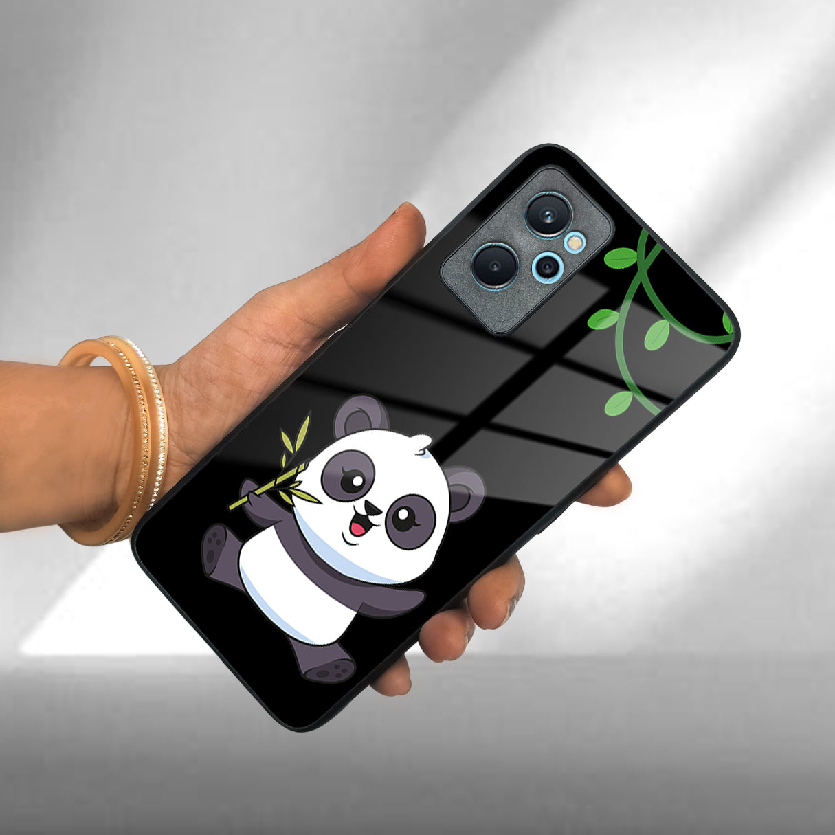 Black Panda Glass Phone Case For Realme/Narzo