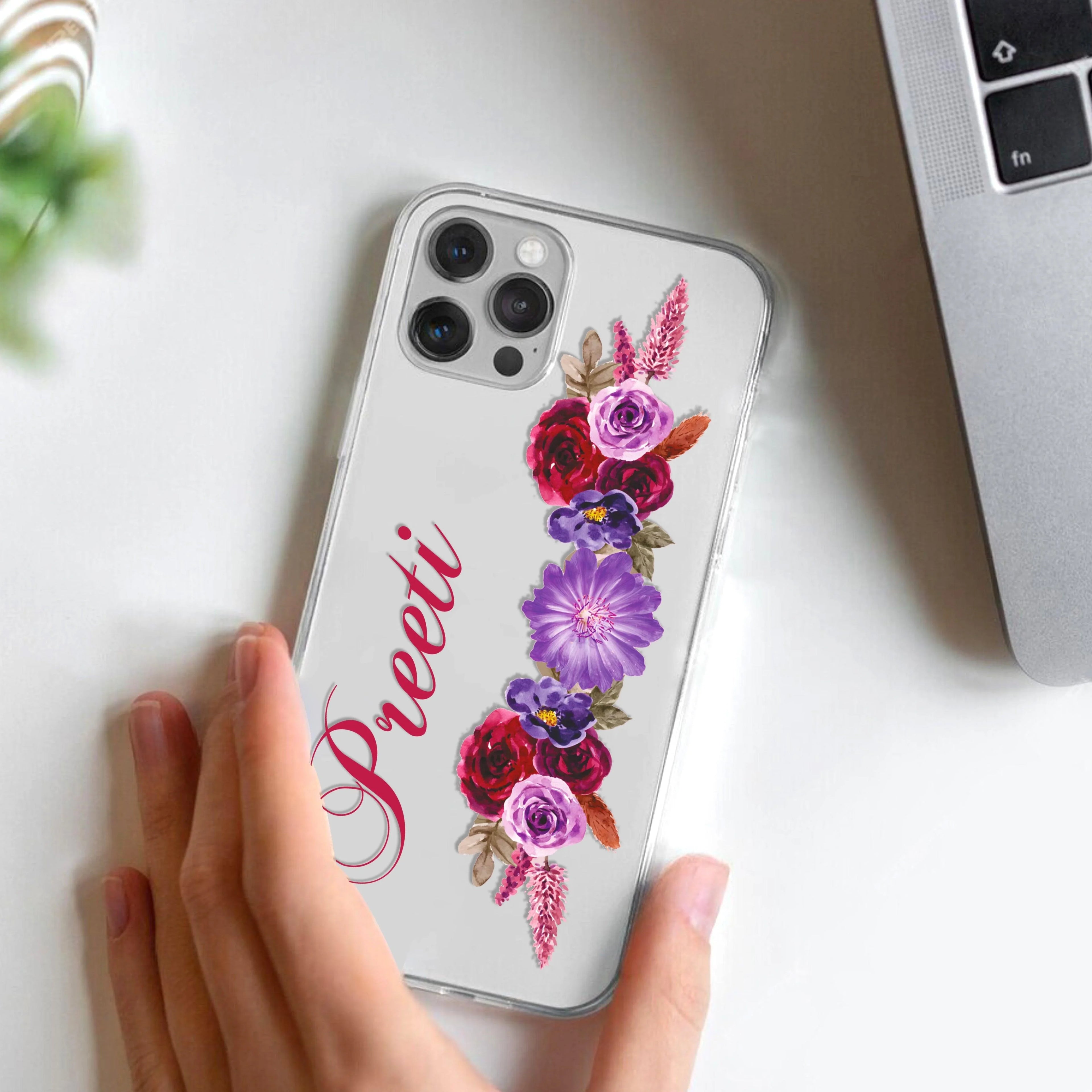 Blue Aster Floral Customize Transparent Silicon Case For Motorola Edge 40 Neo