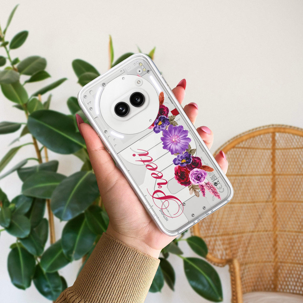 Blue Aster Floral Customize Transparent Silicon Case For Nothing - ShopOnCliQ