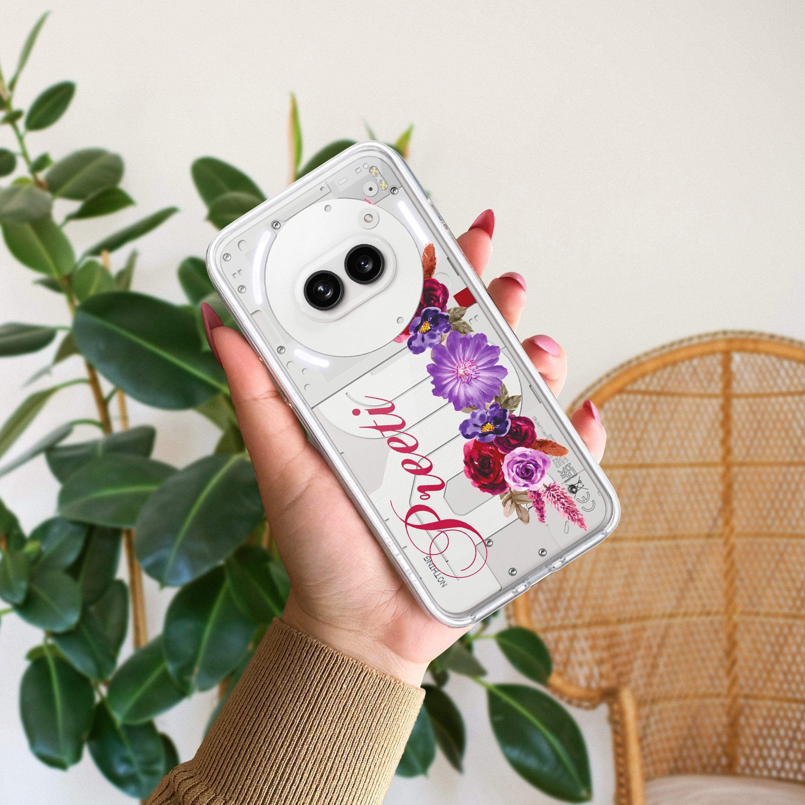 Blue Aster Floral Customize Transparent Silicon Case For Nothing - ShopOnCliQ