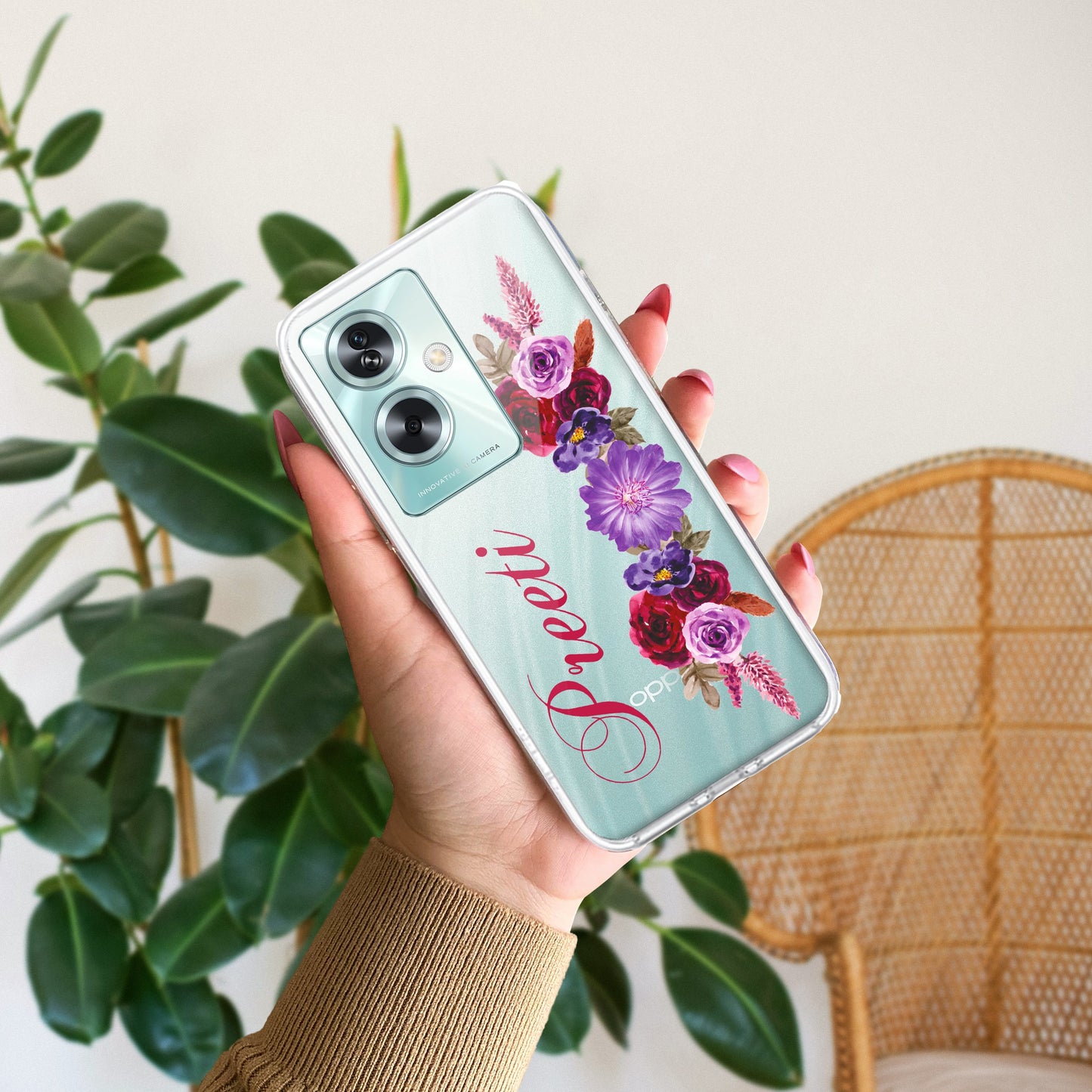 Blue Aster Floral Customize Transparent Silicon Case For Oppo ShopOnCliQ