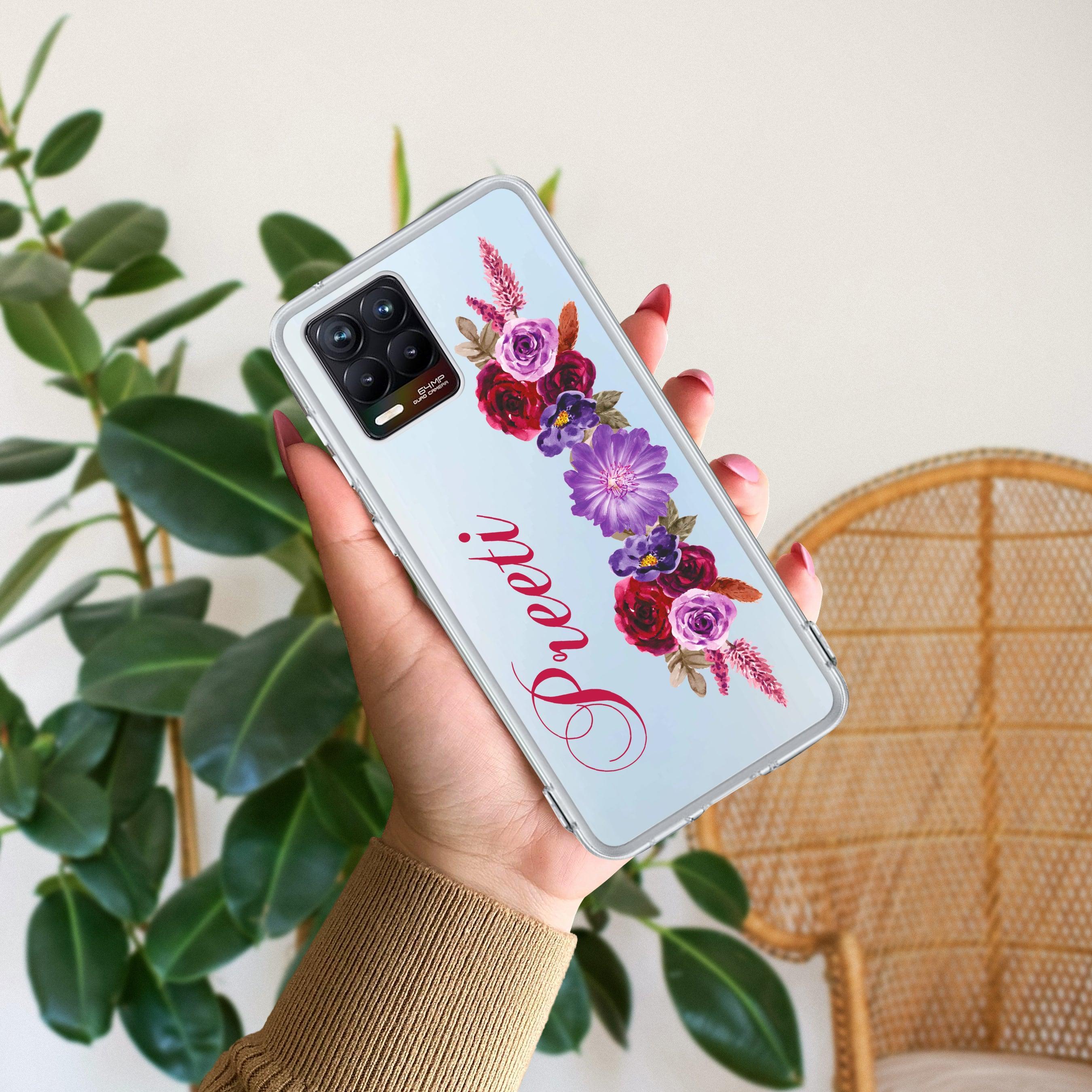 Blue Aster Floral Customize Anti Yelllow Case For Realme 8 4G / Realme 8 Pro
