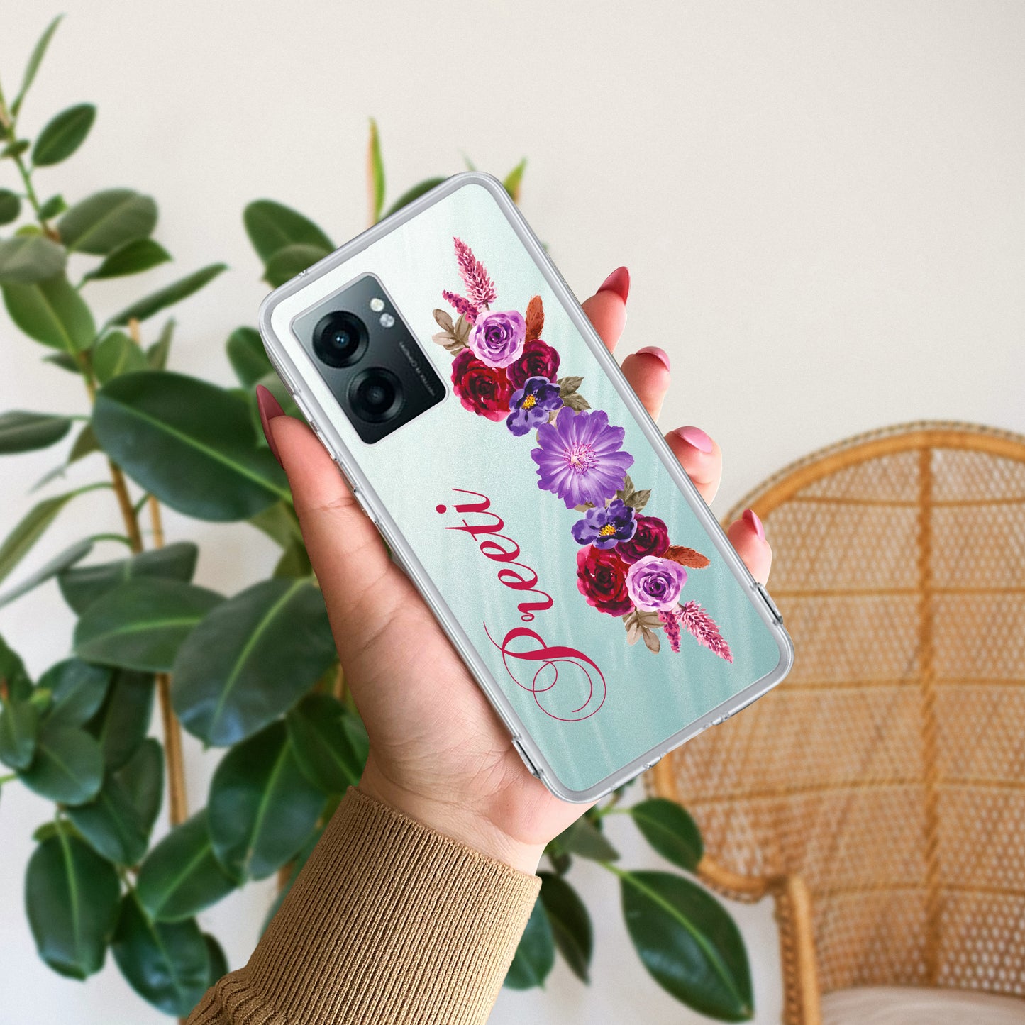 Blue Aster Floral Customize Transparent Silicon Case For Realme/Narzo - ShopOnCliQ