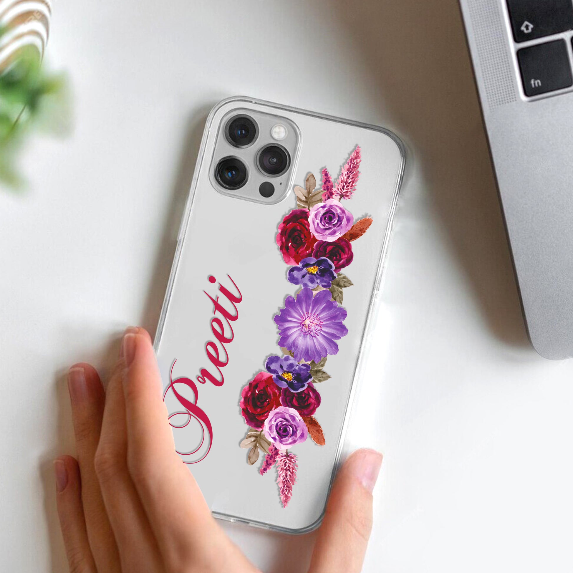 Blue Aster Floral Customize Transparent Silicon Case For Realme/Narzo - ShopOnCliQ