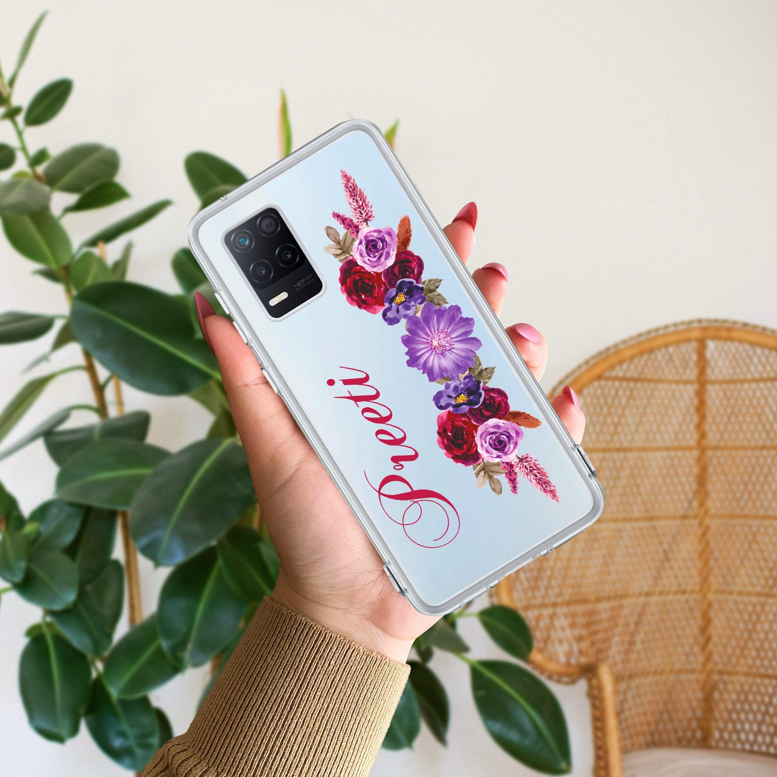 Blue Aster Floral Customize Transparent Silicon Case For Realme P3 Pro 5G