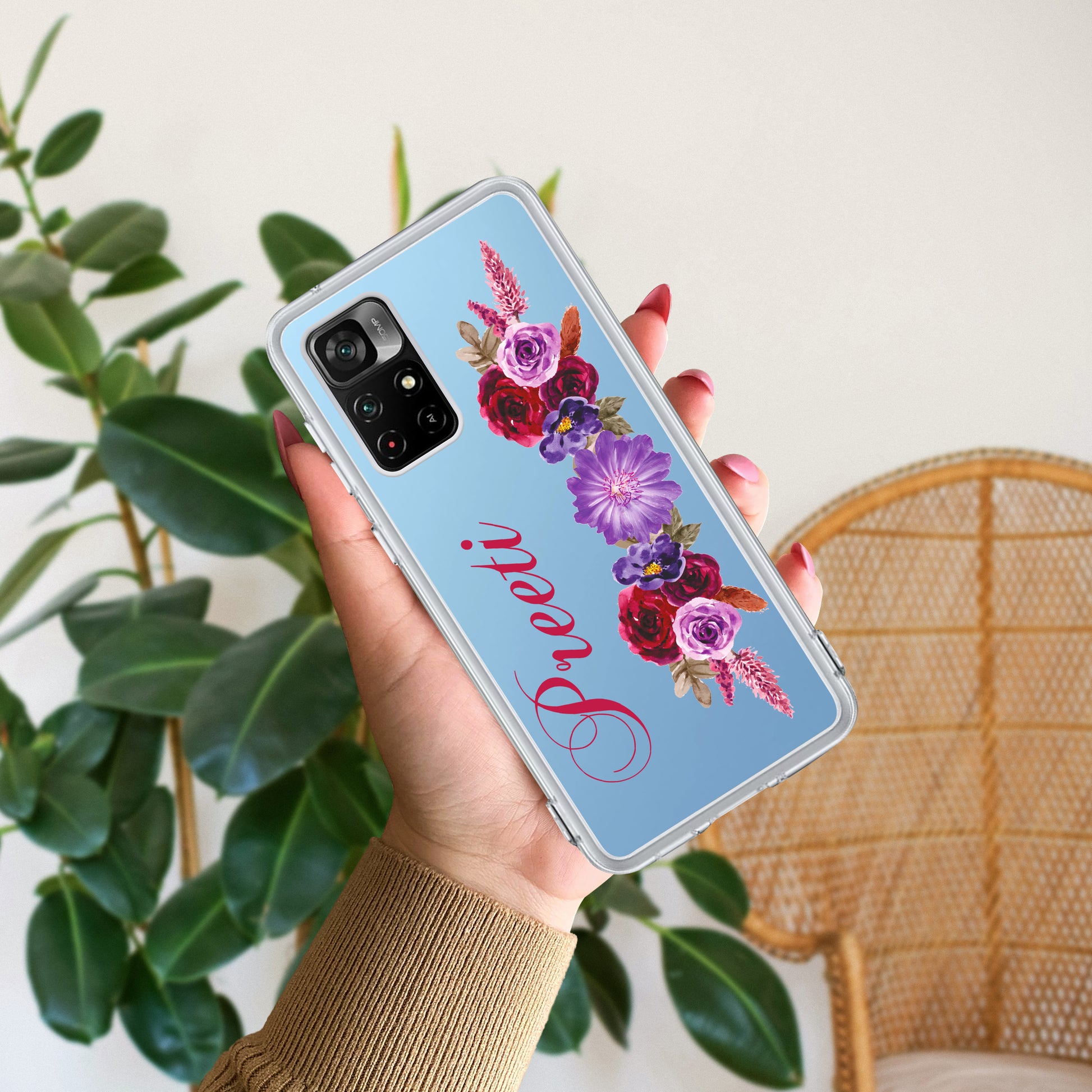 Blue Aster Floral Customize Transparent Silicon Case For Redmi/Xiaomi ShopOnCliQ