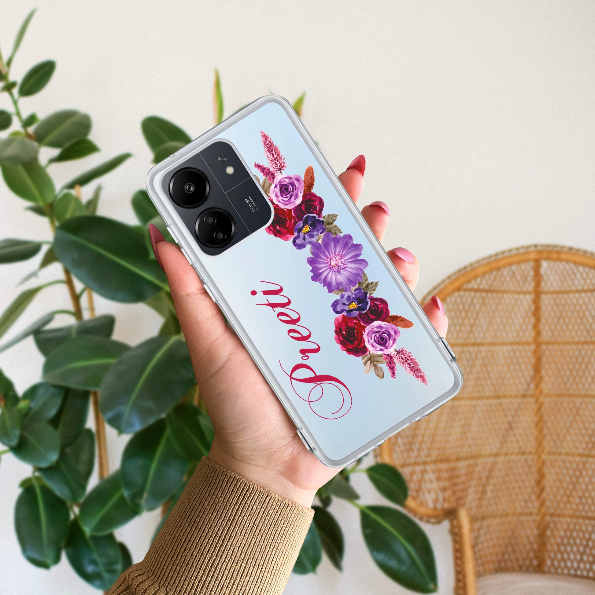 Blue Aster Floral Customize Transparent Silicon Case For Redmi/Xiaomi ShopOnCliQ