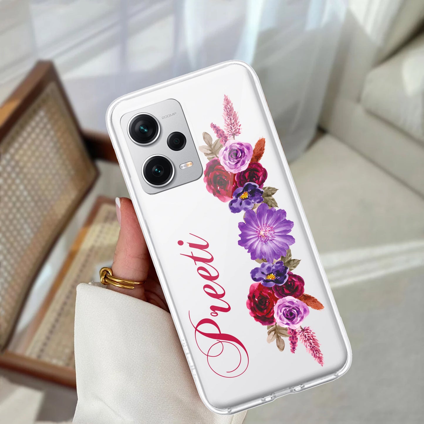 Blue Aster Floral Customize Transparent Silicon Case For Redmi/Xiaomi ShopOnCliQ