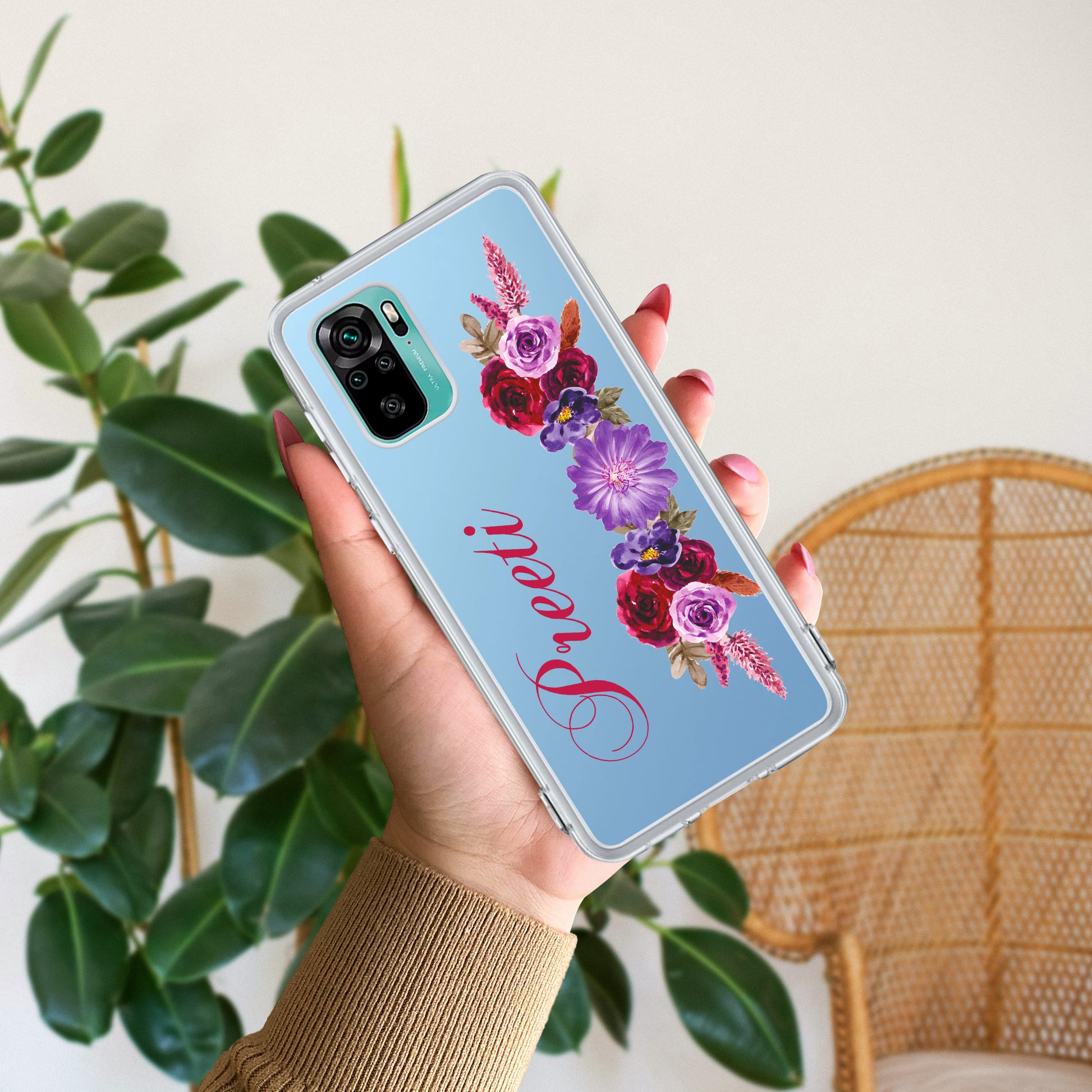 Blue Aster Floral Customize Transparent Silicon Case For Redmi/Xiaomi ShopOnCliQ