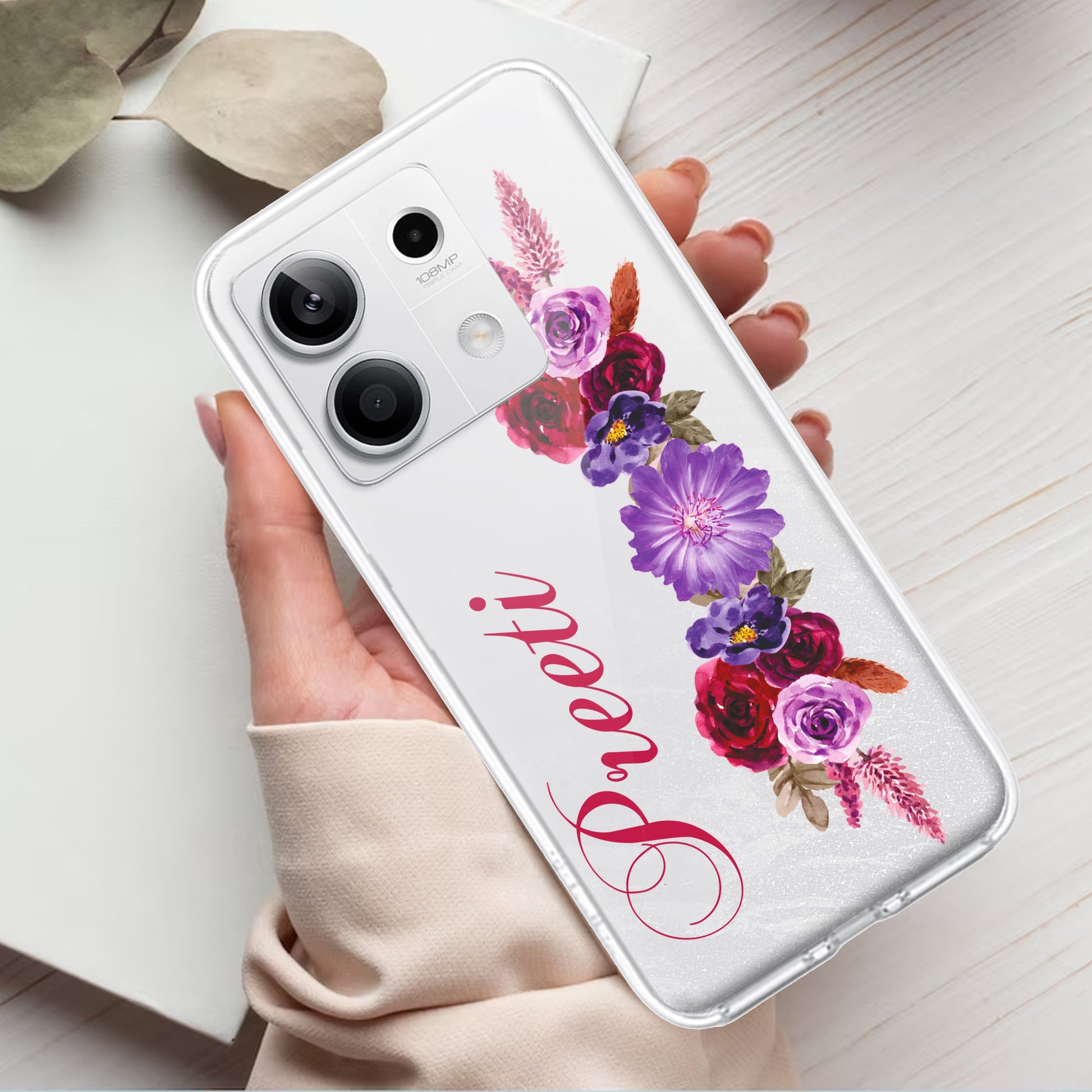 Blue Aster Floral Customize Transparent Silicon Case For Redmi/Xiaomi ShopOnCliQ