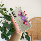 Blue Aster Floral Customize Anti Yellow Case For Samsung Galaxy S21