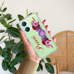Blue Aster Floral Customize Transparent Silicon Case For Vivo X90 Pro 5G
