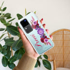 Blue Aster Floral Customize Transparent Silicon Case For Vivo Y28 5G
