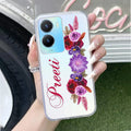 Blue Aster Floral Customize Transparent Silicon Case For Vivo Y16