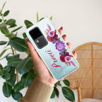 Blue Aster Floral Customize Transparent Silicon Case For Vivo X60 Pro