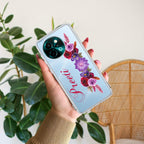 Blue Aster Floral Customize Transparent Silicon Case For Vivo Y58 5G