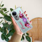 Blue Aster Floral Customize Transparent Silicon Case For Vivo T1 5G