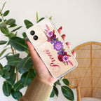 Blue Aster Floral Customize Transparent Silicon Case For Vivo Y19e