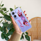 Blue Aster Floral Customize Transparent Silicon Case For Vivo T2x 5G