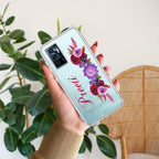 Blue Aster Floral Customize Transparent Silicon Case For Vivo V25