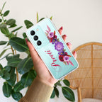 Blue Aster Floral Customize Transparent Silicon Case For Vivo Y33s / Vivo Y33T