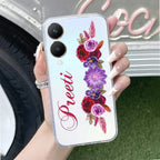 Blue Aster Floral Customize Transparent Silicon Case For Vivo Y28 5G