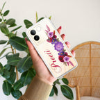 Blue Aster Floral Customize Transparent Silicon Case For Vivo Y100 5G /  Vivo Y100A 5G