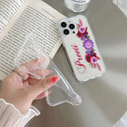 Blue Aster Floral Customize Transparent Silicon Case For iPhone 15 Pro