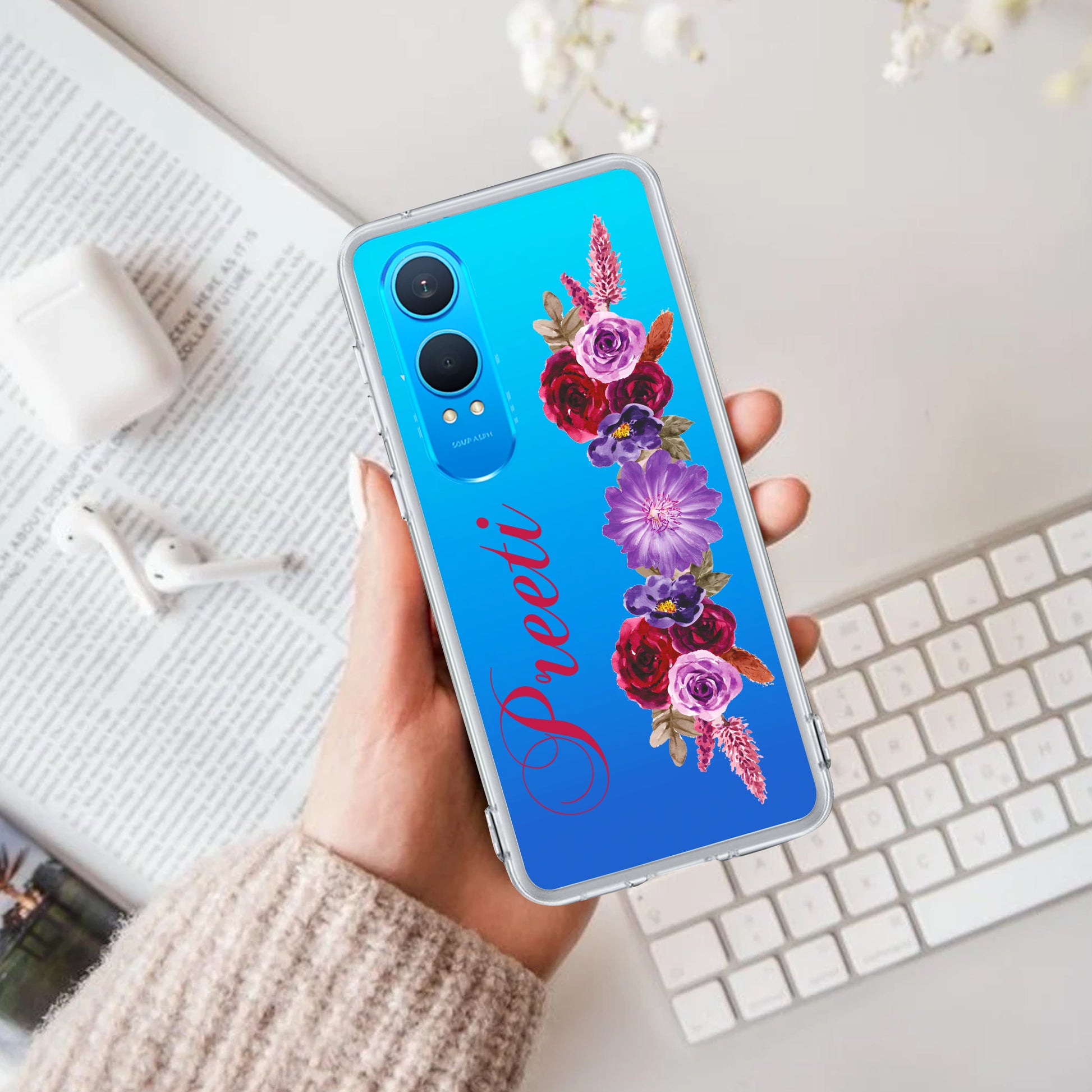 Blue Aster Floral Transparent Silicon Case For OnePlus ShopOnCliQ