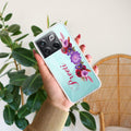 Blue Aster Floral Transparent Silicon Case For OnePlus 10T 5G