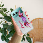 Blue Aster Floral Transparent Silicon Case For OnePlus