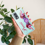 Blue Aster Floral Transparent Silicon Case For OnePlus Nord 2 5G