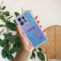 Blue Floral Customize Anti Yellow Case For Motorola Edge 50 Pro