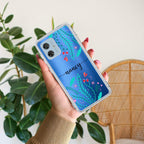 Blue Floral Customize Transparent Silicon Case For Motorola Edge 60 Pro 5G