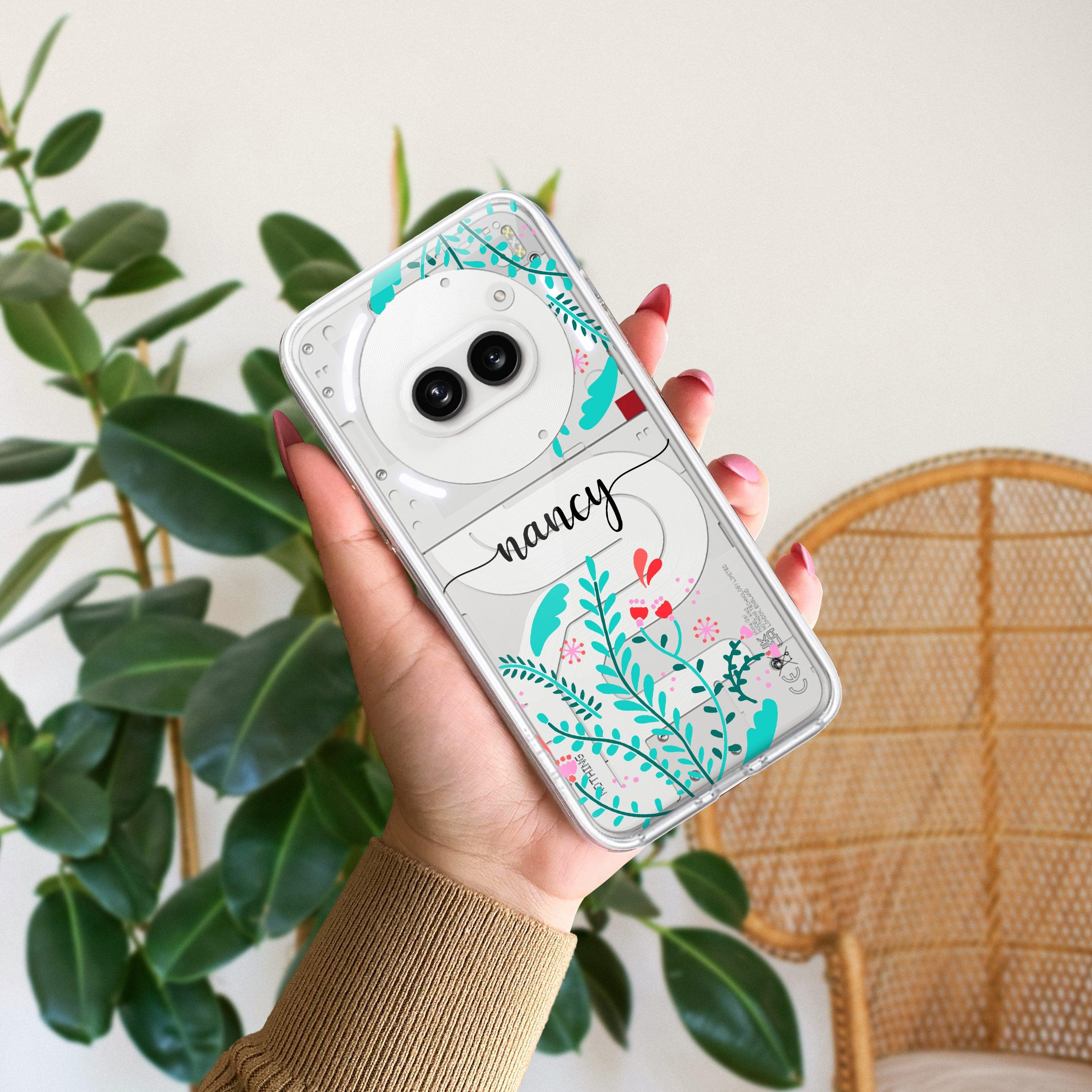 Blue Floral Customize Transparent Silicon Case For Nothing - ShopOnCliQ