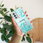 Blue Floral Customize Anti Yellow Case For OnePlus 9RT 5G