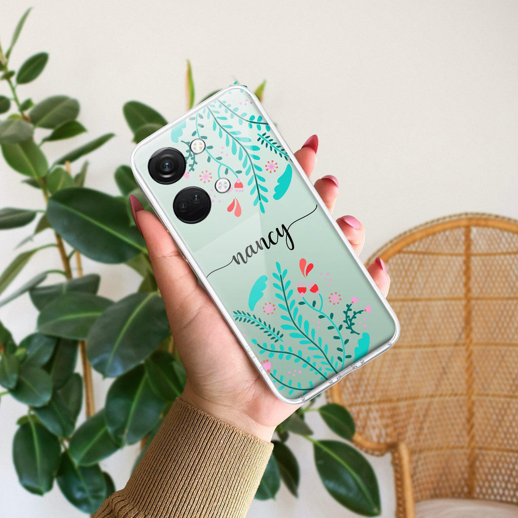 Blue Floral Customize Transparent Silicon Case For OnePlus - ShopOnCliQ
