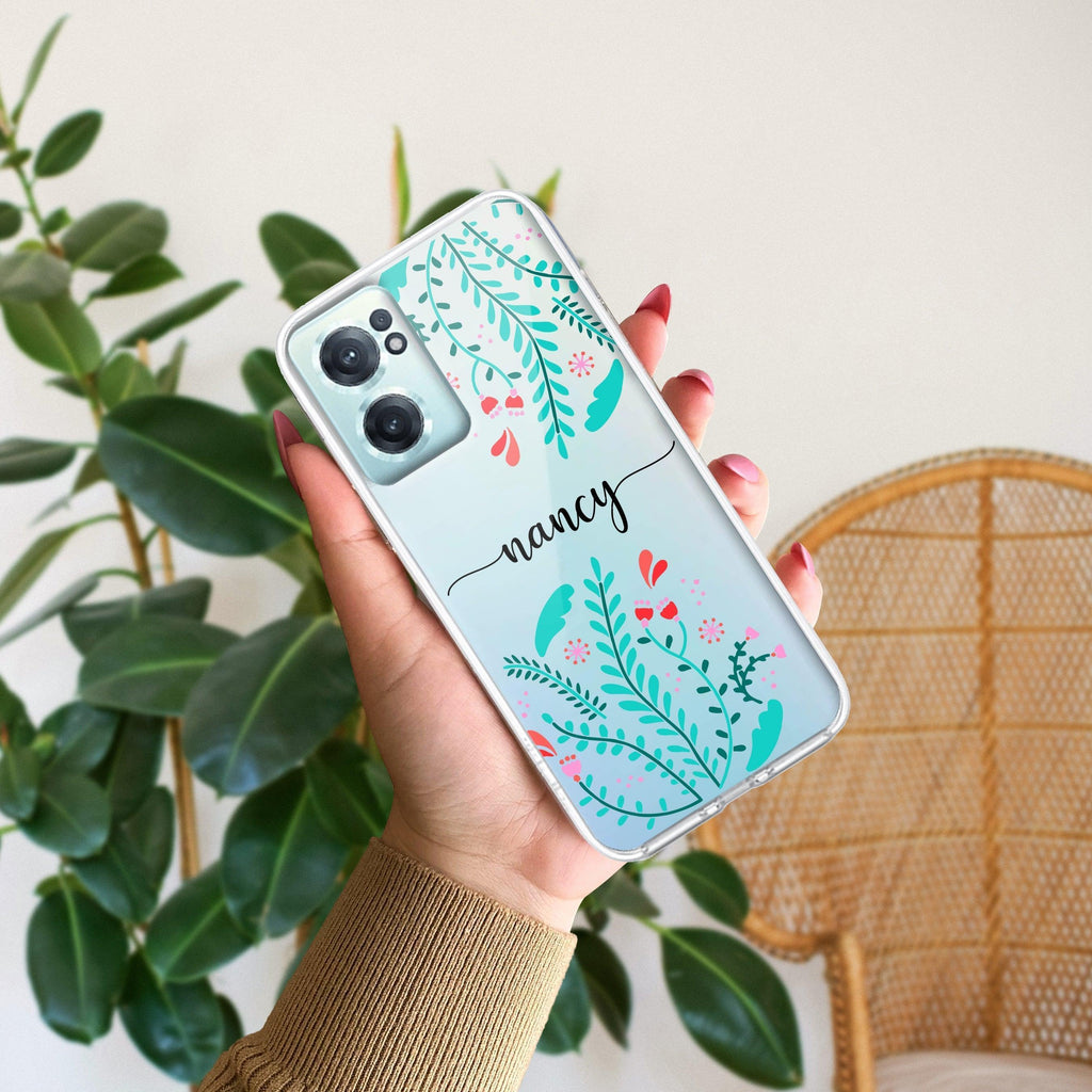 Blue Floral Customize Anti Yellow Case For OnePlus Nord CE 2 5G