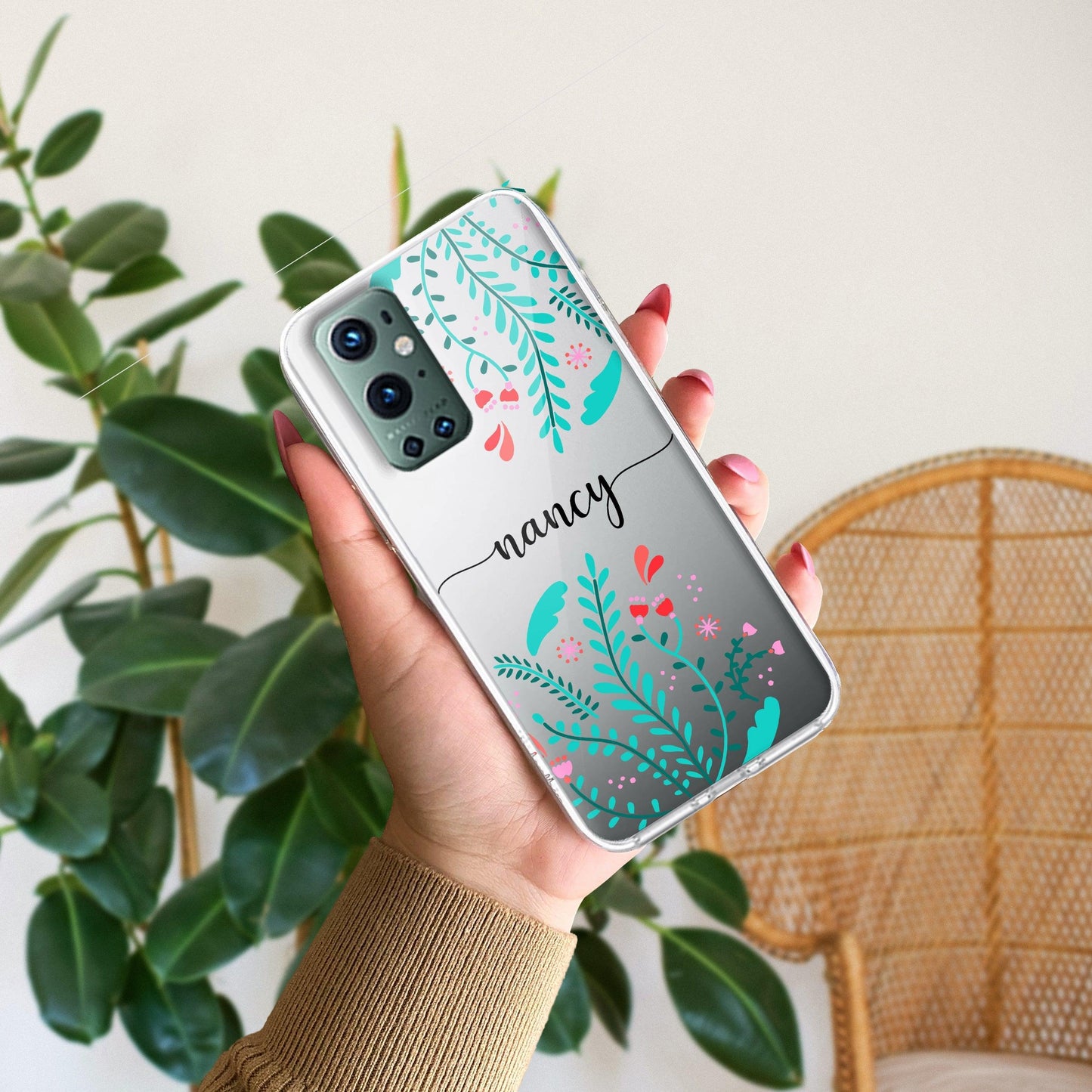 Blue Floral Customize Transparent Silicon Case For OnePlus