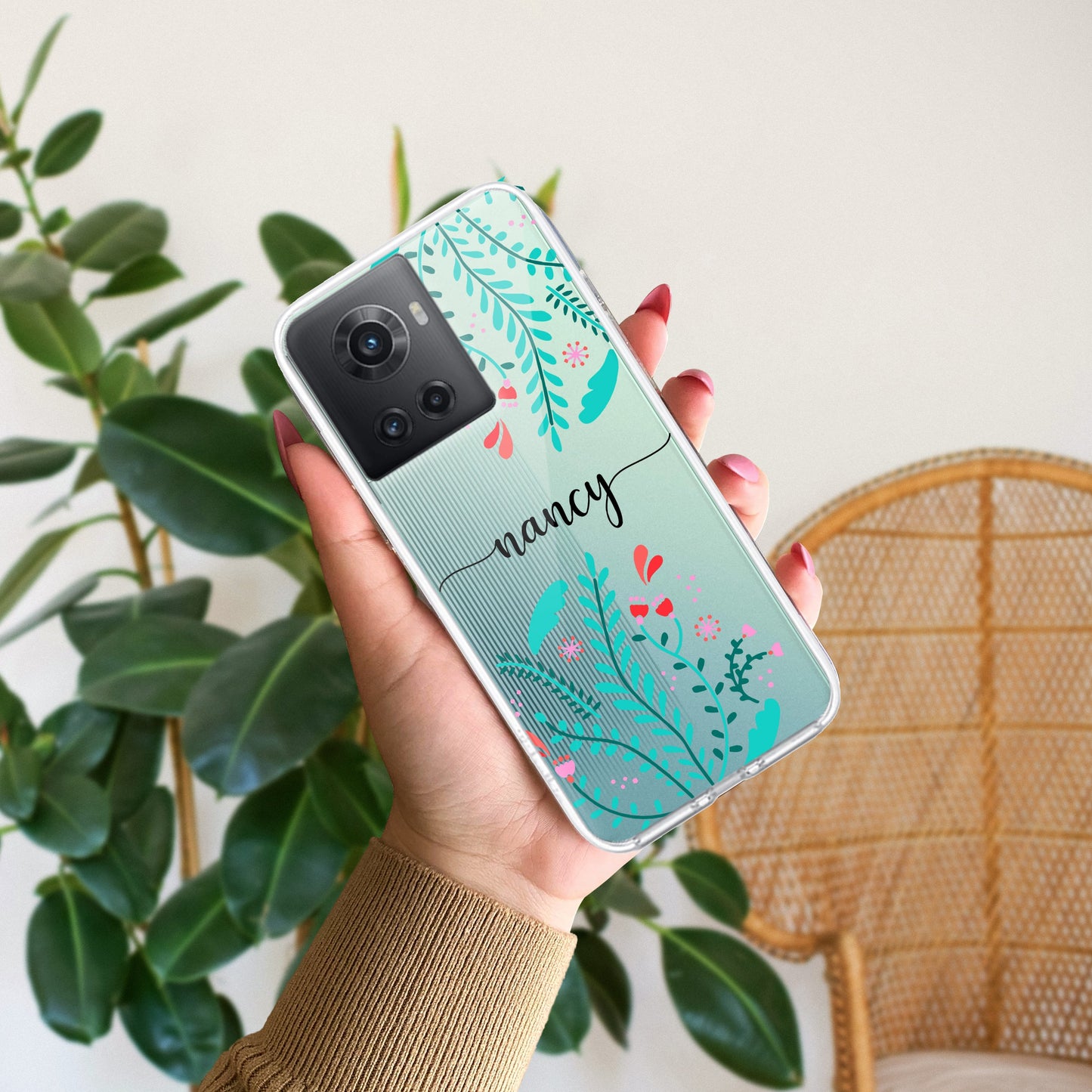 Blue Floral Customize Transparent Silicon Case For OnePlus ShopOnCliQ