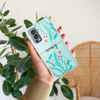 Blue Floral Customize Transparent Silicon Case For OnePlus Nord 2 5G
