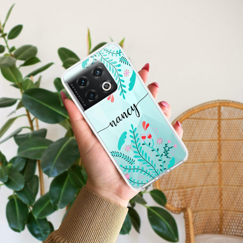 Blue Floral Customize Anti Yellow Case For OnePlus 10 Pro 5G