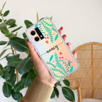 Blue Floral Customize Anti Yellow Case For Oppo Reno 7 5G