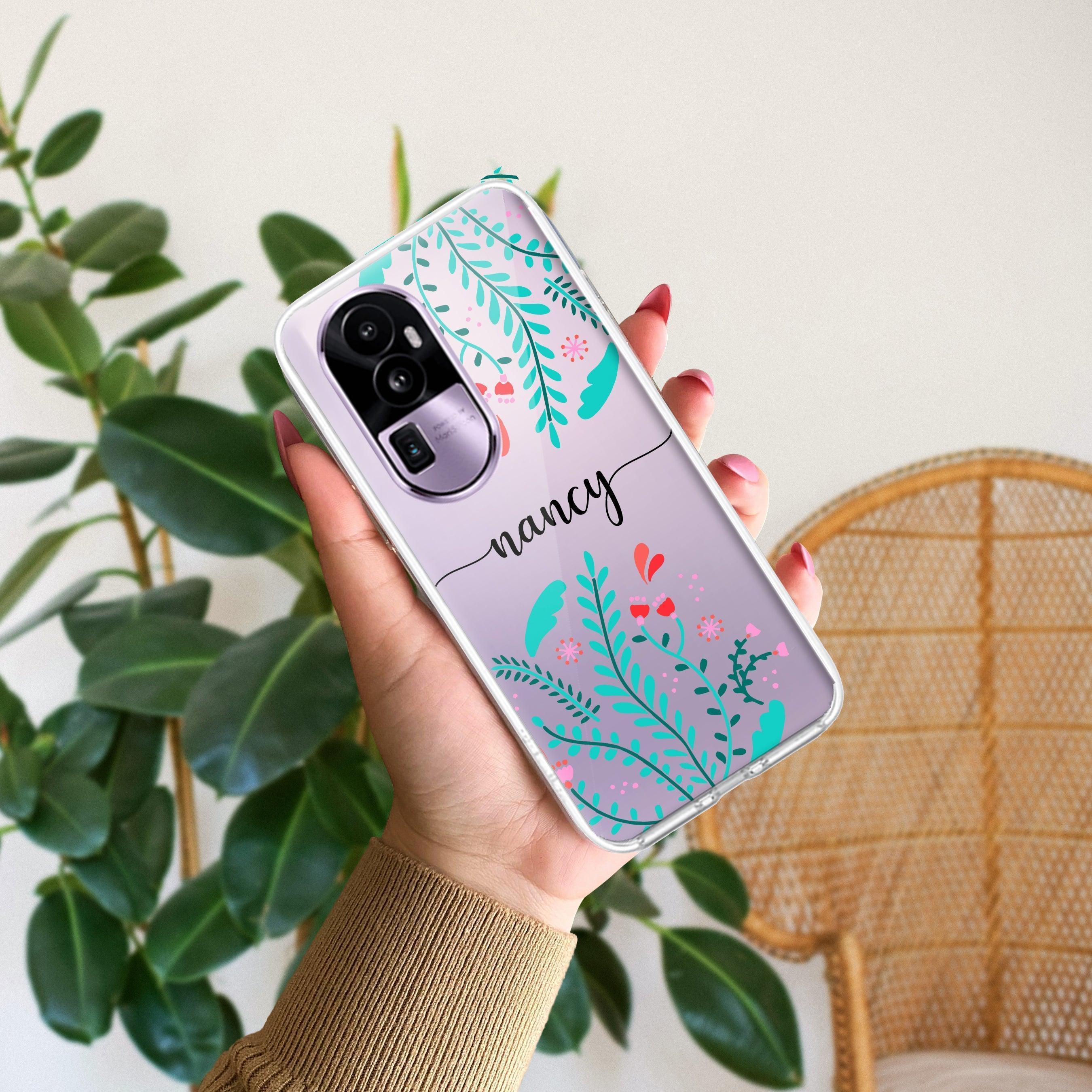 Blue Floral Customize Transparent Silicon Case For Oppo Reno 10 5G