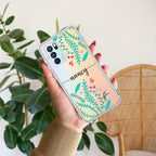 Blue Floral Customize Anti Yellow Case For Oppo Reno 6 Pro 5G